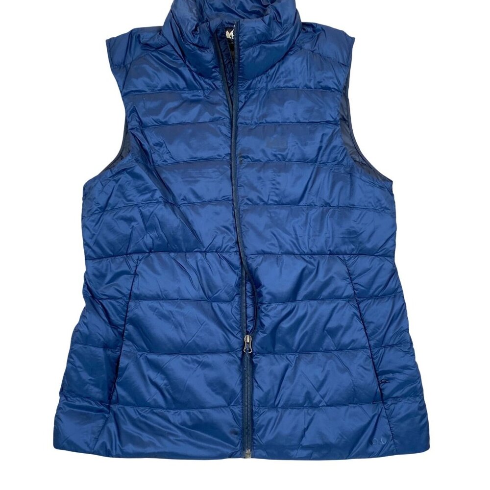 REI Co-Op Blue Down Insulated Nylon Puffer Vest Womens M Lightweight Warm Layer